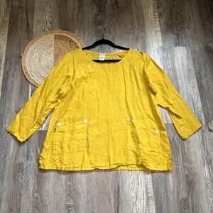 MATCH POINT USA Linen Dual Front Pockets Tunic Womens Top